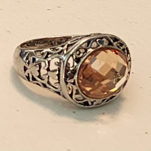 Sterling Silver Women's Ring Size 7.5 Champagne Gemstone Fine Jewelry invest - Picture 3 of 6